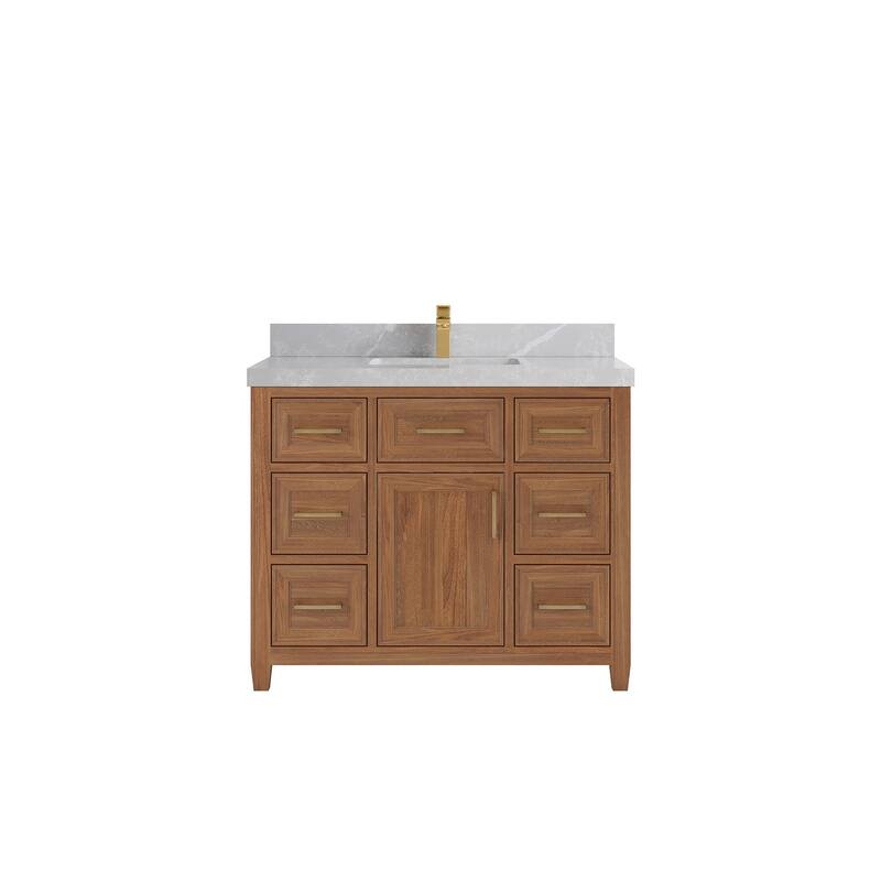 Willow Collections 42 in. W x 22 in. D Santa Monica Teak Single Sink Bathroom Vanity with Countertop