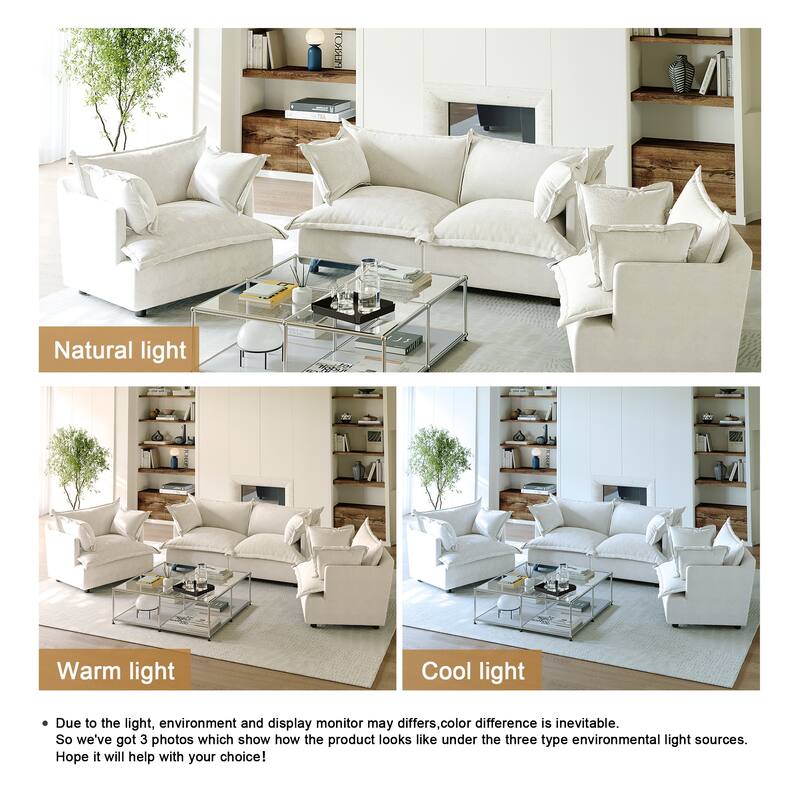 Comfy Cloud Oversized Chenille Modular Sectional Sofa Armchair Set