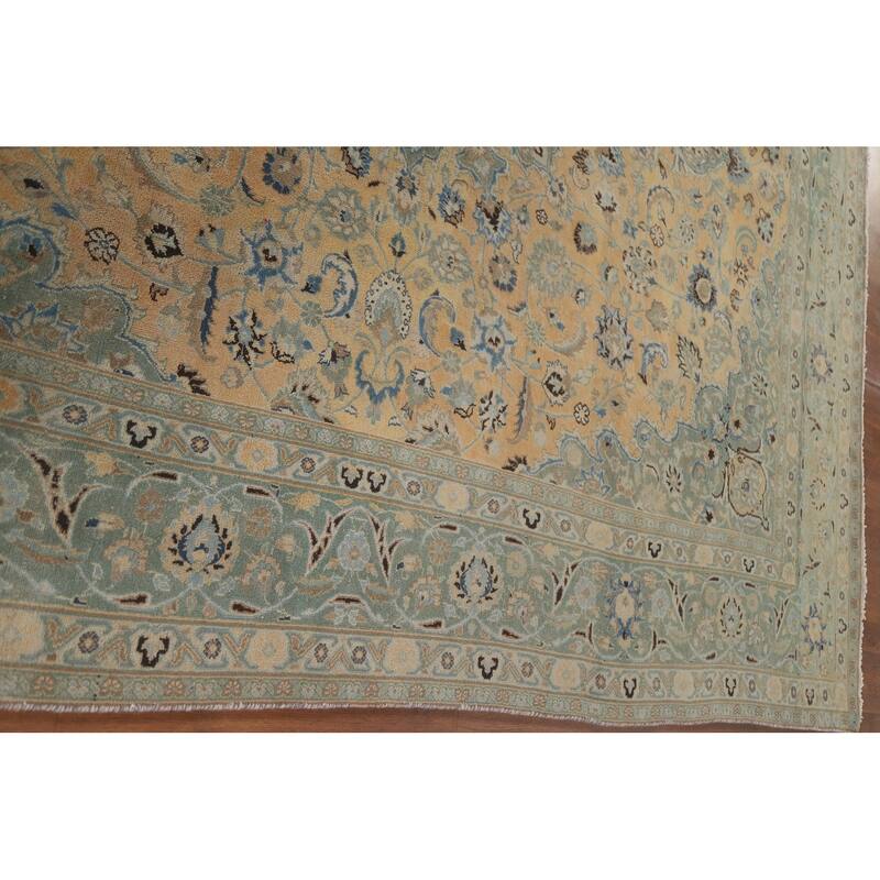 Hand Knotted Oriental 100% Wool Carpet Traditional Floral Oranges & Rust Mashad Area Rug - 10' 10'' X 9' 4''