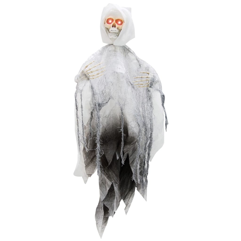 36" White and Black Skull Face Hanging Light Up Reaper Halloween Prop