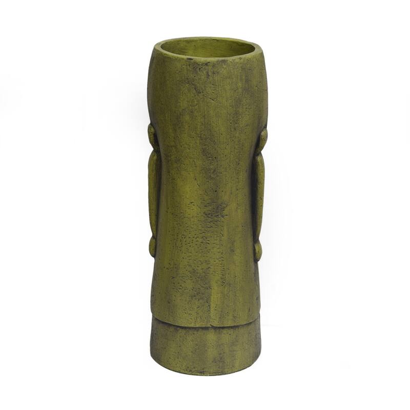 Outdoor stone statue planter with drainage hole, suitable for garden and patio.
