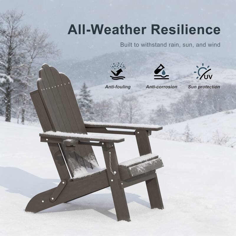 HDPE All-Weather Folding Adirondack Chair with Cup Holder