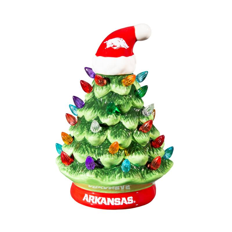 8" LED Ceramic Tabletop Christmas Tree, University of Arkansas