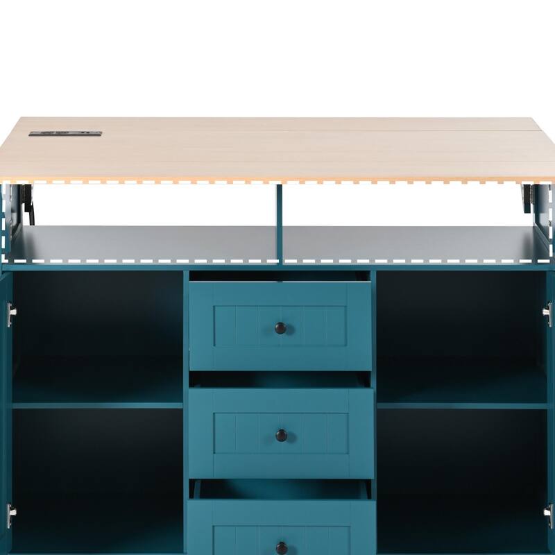 Kitchen Island with 2 Drop Leaf and 3 Drawers