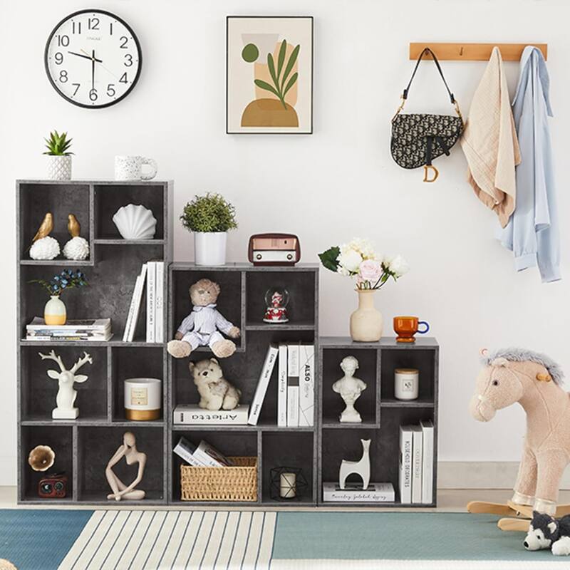 VECELO Wide Wood Organizer Bookcase Sets