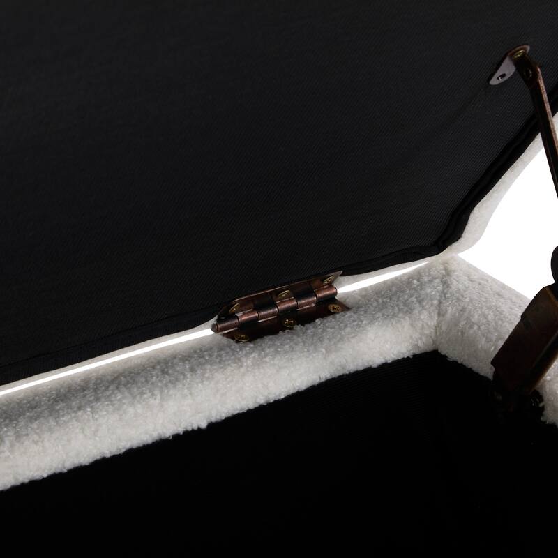 Roomfitters Storage Ottoman Bench, Boucle Upholstered Flip-Top Accent Seat with Birch Wood Legs