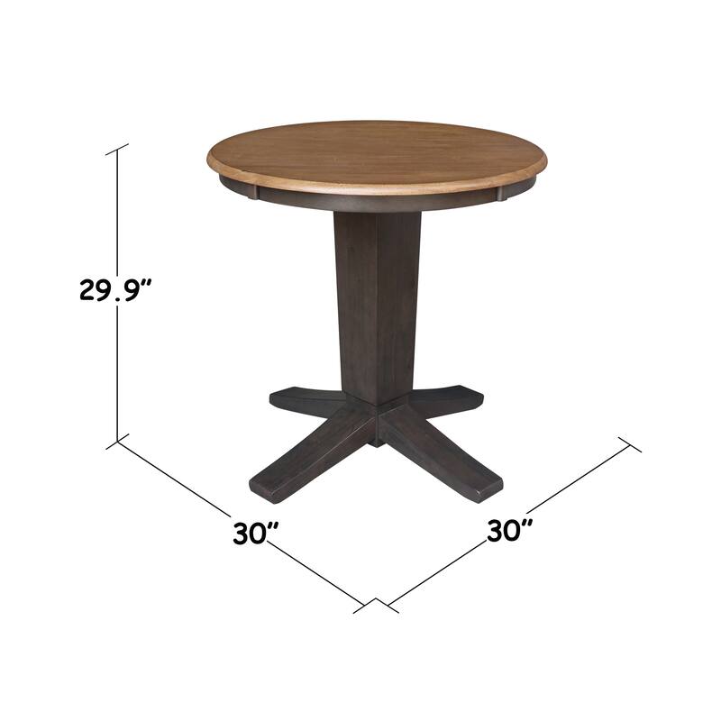 30 in Solid Wood Round Top Pedestal Dining Table