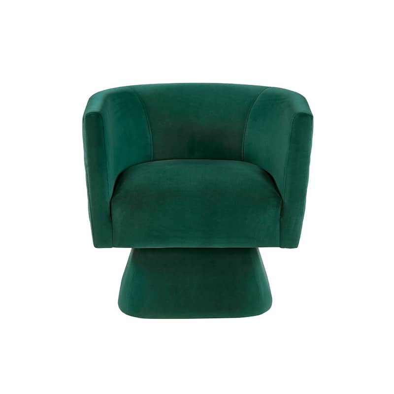 Cabe Swivel Accent Armchair, Diamond Stitch Back, Emerald Green Velvet