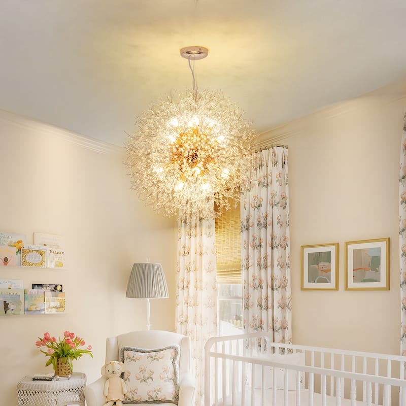 8/9/16-Light Modern Glam Linear Sputnik Globe Pendant Island Light Firework Starburst Crystal Chandelier with Crystal Beads