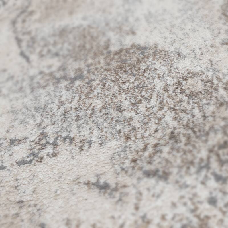 Yamanu Ester Cream Abstract Polyester Area Rug