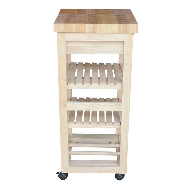 Porch & Den Estelle Unfinished Solid Parawood Kitchen Trolley