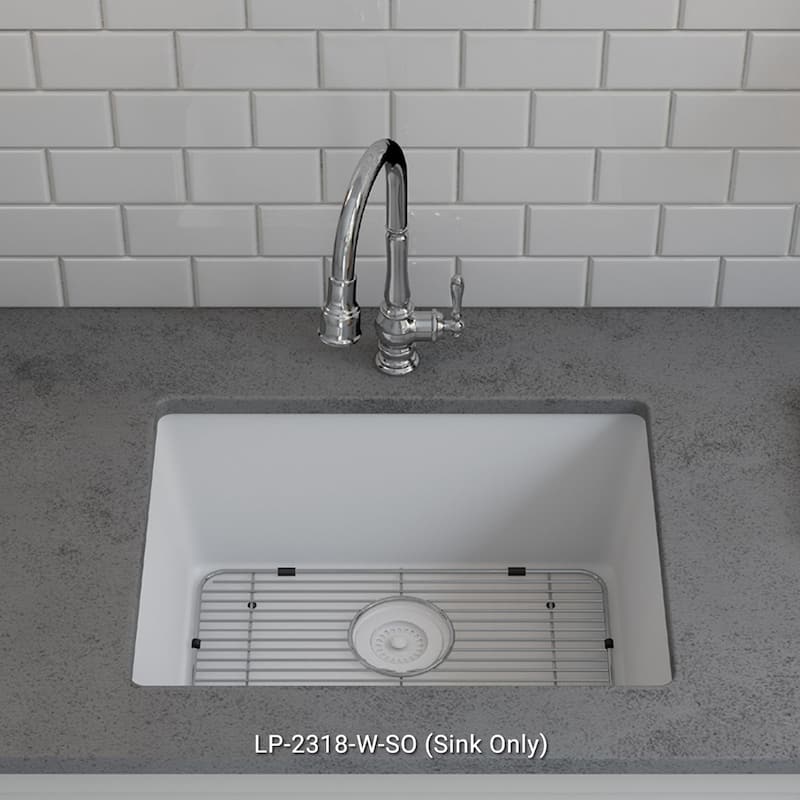 23 Inch Lexicon Platinum Quartz Composite Drop-in Undermount Single Bowl Galaxy White Kitchen Sink LP-2318-W-SO