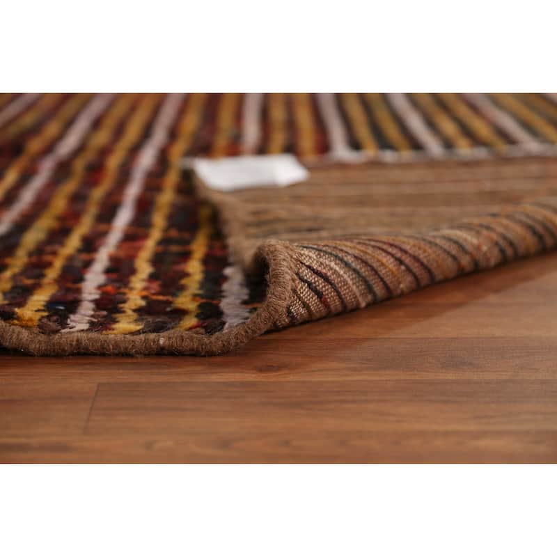 Striped Trellis Moroccan Oriental Rug Hand-Knotted Wool Carpet - 4'7" x 6'4"