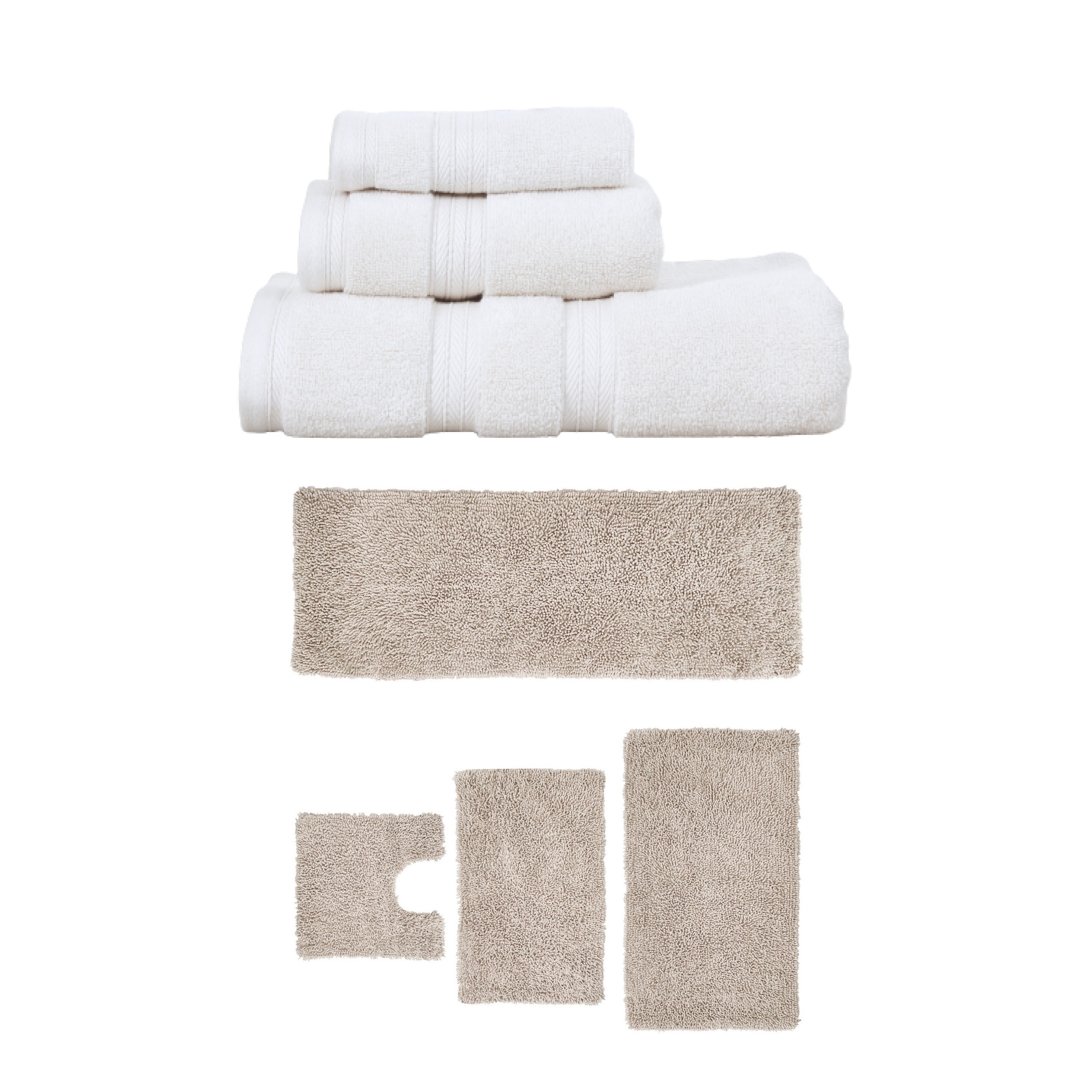 Home Weavers Fantasia Collection 100% Soft Cotton Super Absorbent 3 Pc Towel Set & 4 Pc Bath Rug Set, Machine Wash (Set of 7)
