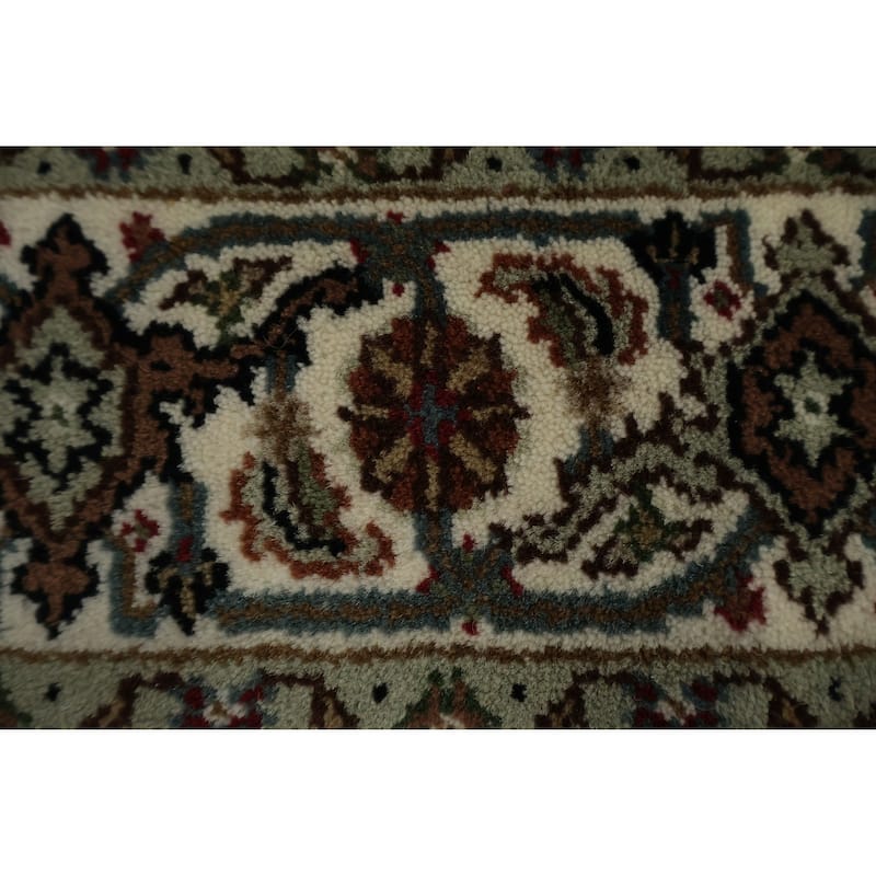 Hand Knotted Oriental 100% Wool Carpet Traditional Medallion Beige & Ivories Tabriz Area Rug - 6' 3'' X 4' 1''
