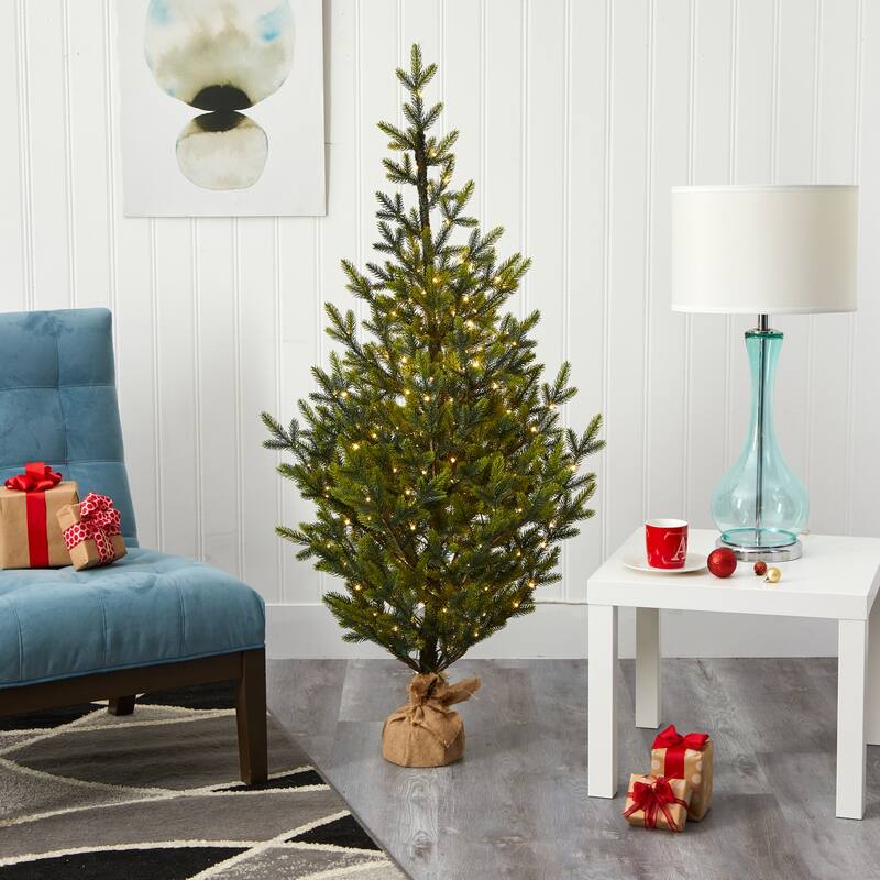 5ft Artificial Christmas Tree with Lights - Holiday Decor, Festive Fir Tree, Easy Setup, Indoor Christmas Tree - Green - 60