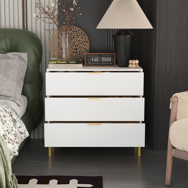 Timechee 3 Drawer 29.7'' H Storage Chest Black Dresser End Table