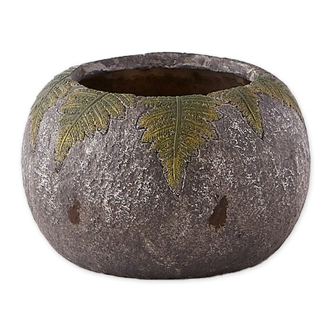 Faux Stone and Fern Small Oval Planter