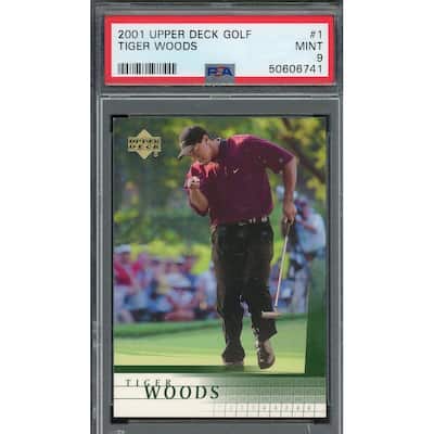 Tiger Woods 2001 Upper Deck Golf Rookie Card RC #1 Graded PSA 9 - 8'6" x 11'6"
