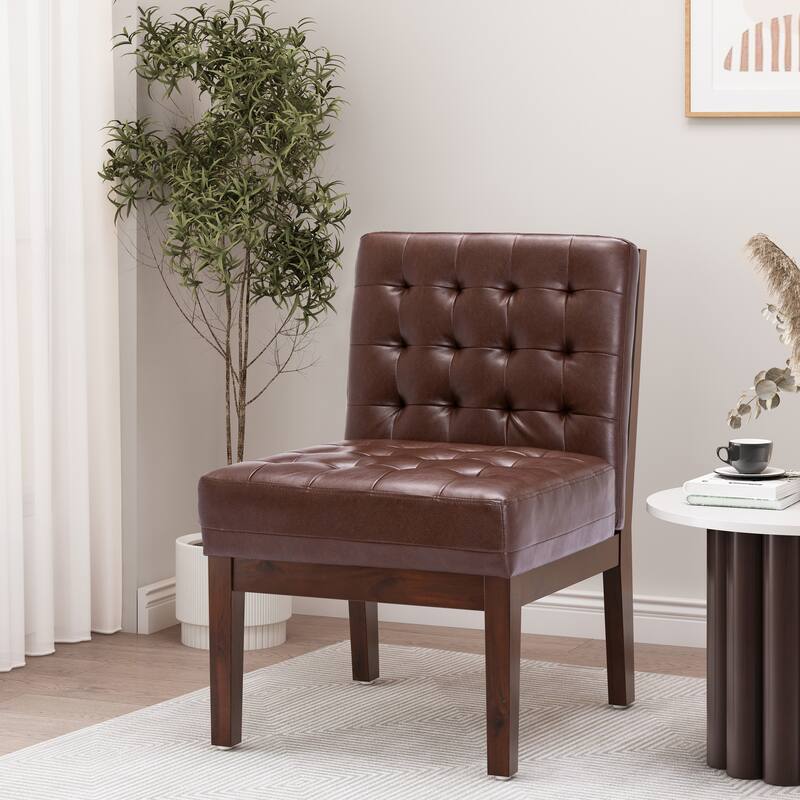 22.25" PU Button Tufted Accent Chair