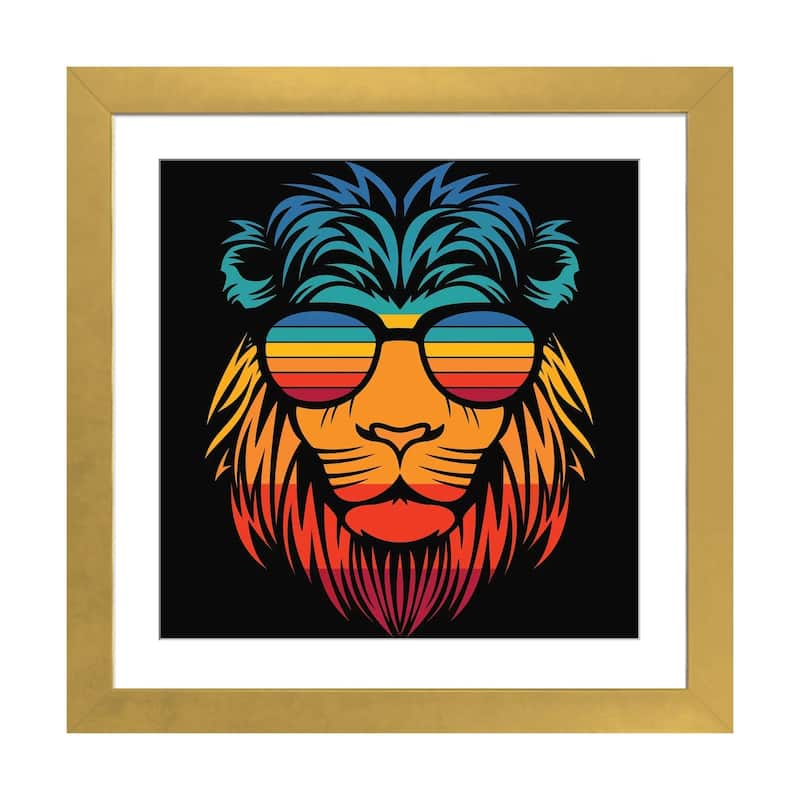 iCanvas "Lion In Sunglasses" by Art Mirano - Gold - 24x24x1