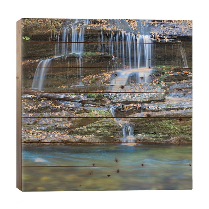 USA, North Carolina, Great Smoky Mountains. Scenic of Tom Branch Falls. Print On Wood by Jaynes Gallery - Multi-Color - 26x26x1.5