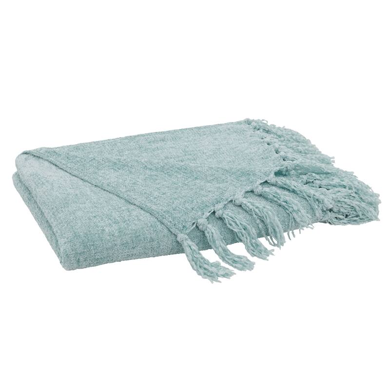 Fringe Design Chenille Throw Blanket