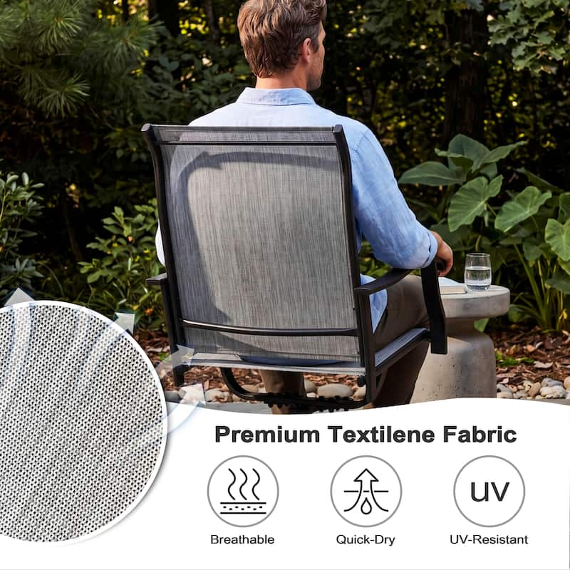 Nuu Garden 7-Piece Patio Iron Dining Set with Textilene Swivel Chairs
