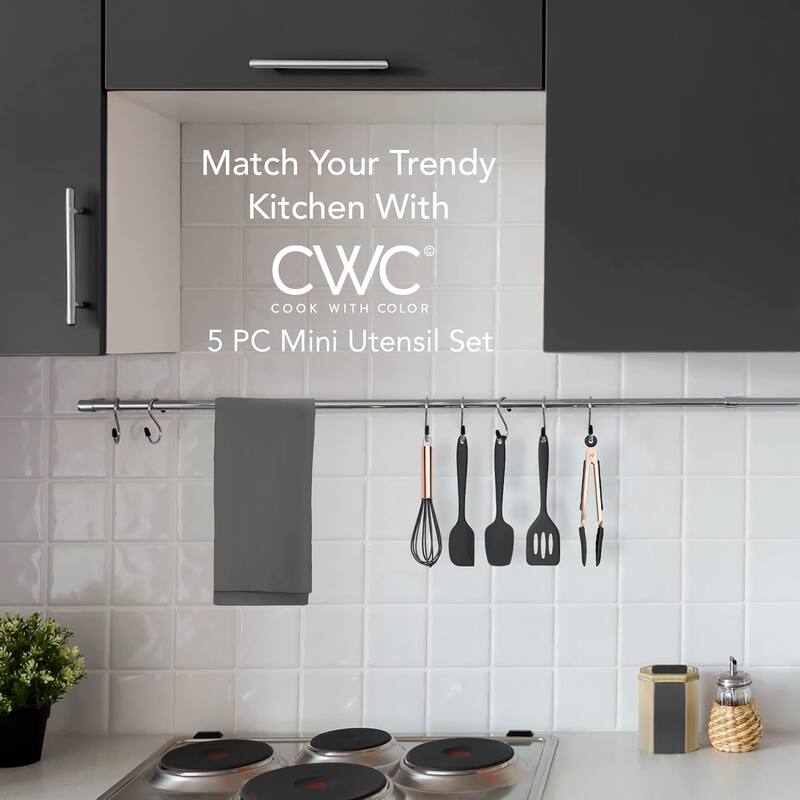 COOK WITH COLOR Silicone Kitchen Utensil Set Nonstick Safe, Easy-Clean Cooking Tools, Aqua