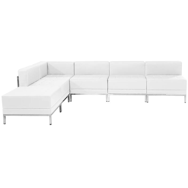 6 Piece LeatherSoft Modular Sectional Configuration - Stainless Steel Legs