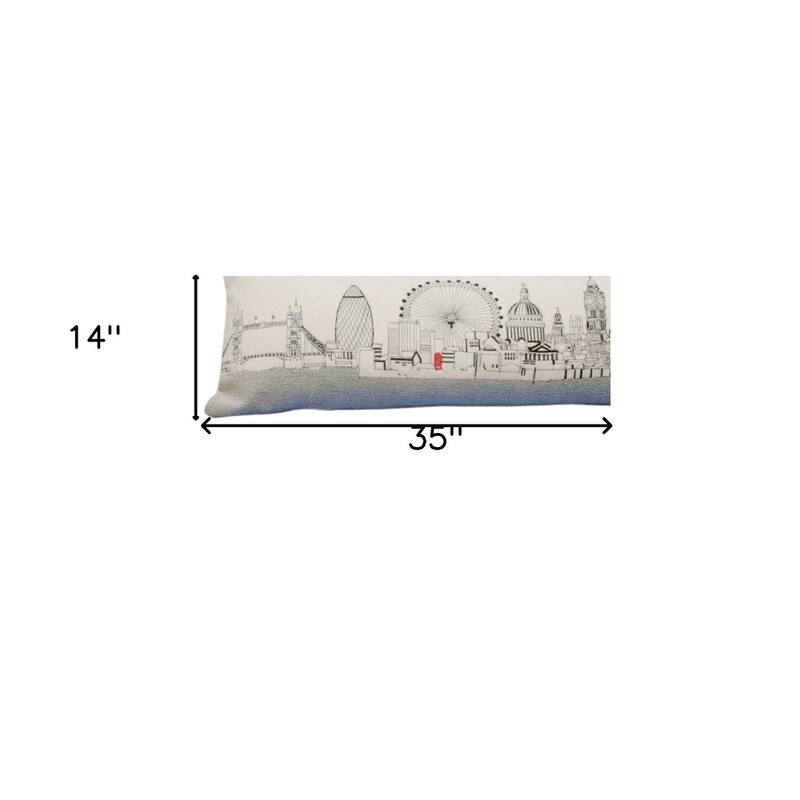 HomeRoots 35" White London Daylight Skyline Lumbar Decorative Pillow