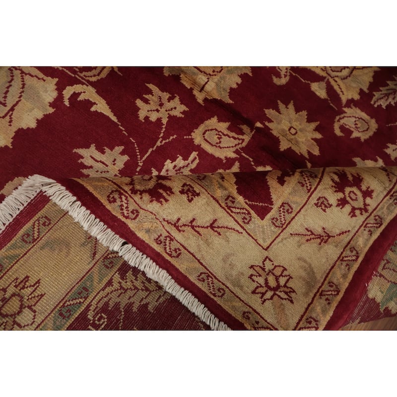 Hand Knotted Oriental 100% Wool Carpet Traditional Floral Red Peshawar Area Rug - 4' 10'' X 4' 0''