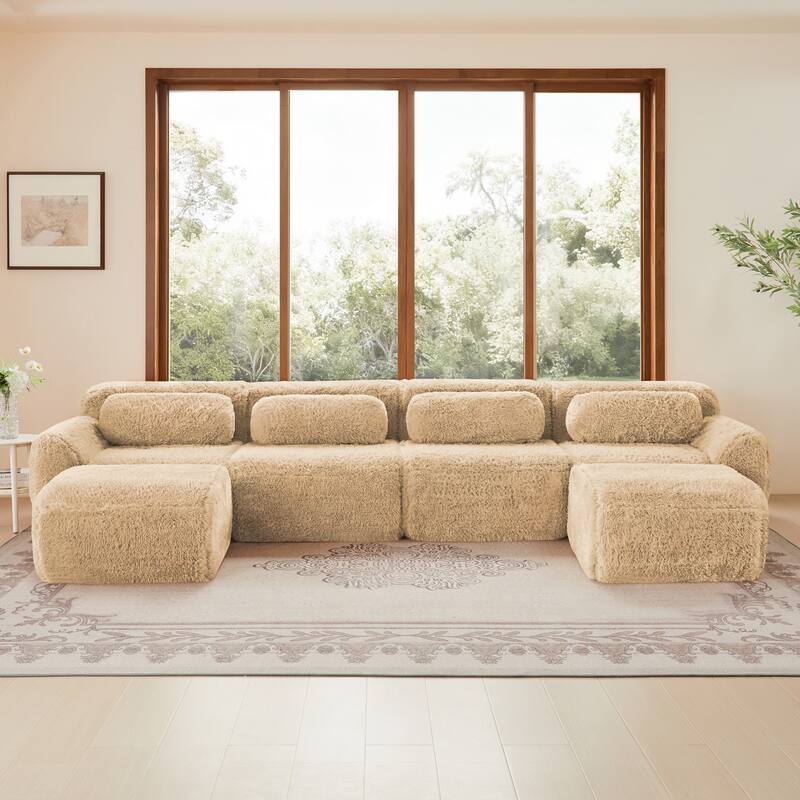 Anmytek Modern Comfortable U-Shaped Boneless Sofa - Free Combination, No Assembly Required, Full-Compression Vacuum Packed