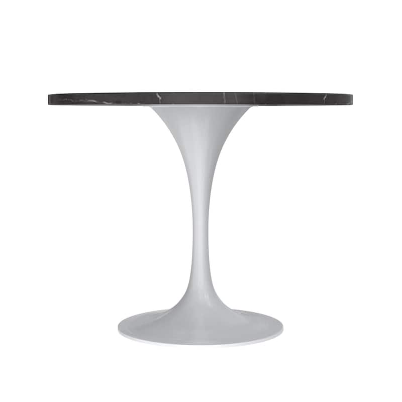 Verve Dining Table with a 36" Round Tabletop in White Steel Pedestal