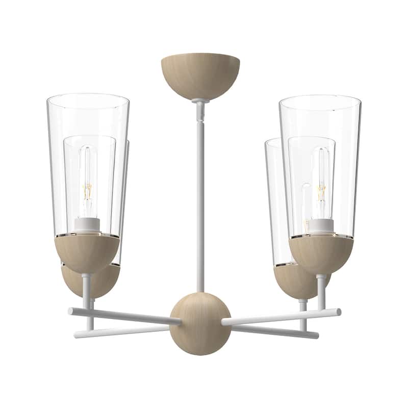 Alora Lighting CH542324 Emil 4 Light 25" Wide Chandelier - White / White Oak