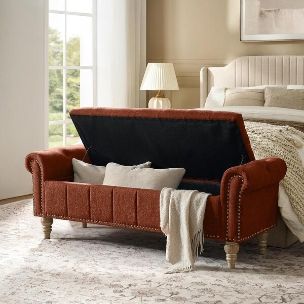 HULALA HOME Georgia Traditional Tufted FlipTop Storage Upholstered