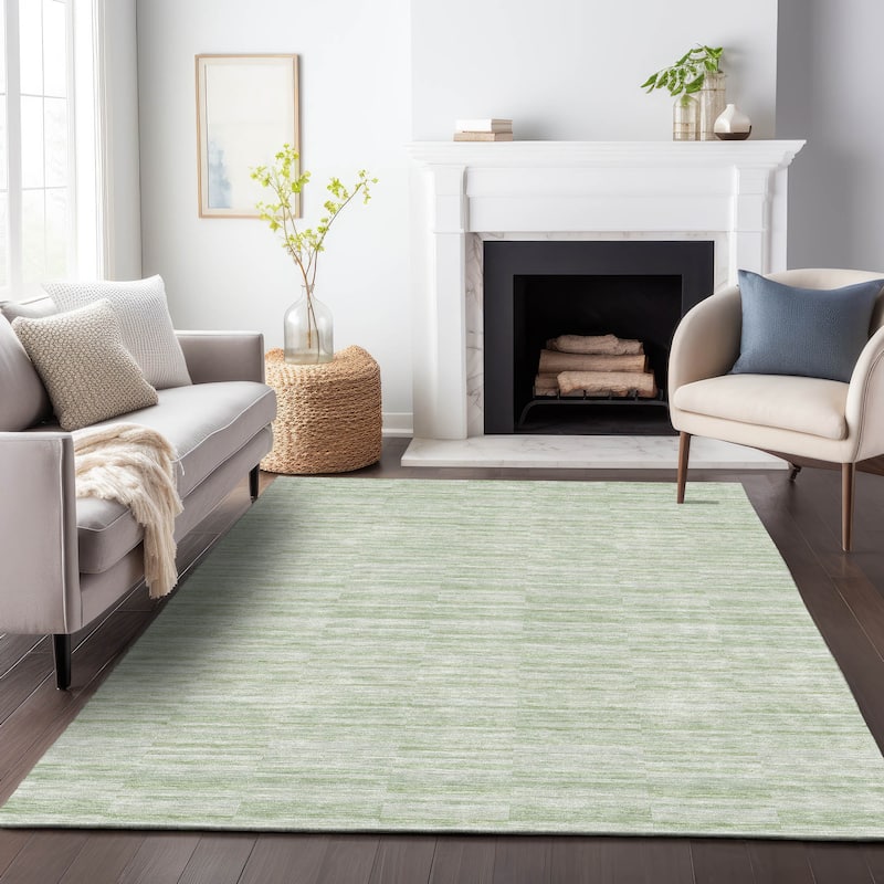 Machine Washable Indoor/ Outdoor Chantille Contemporary Blocks Rug