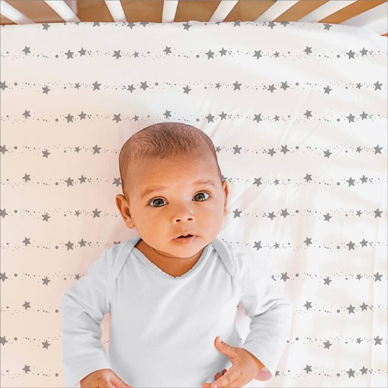 The Peanutshell Grey and White Moon and Stars Fitted Crib Sheet 4 Pack Set