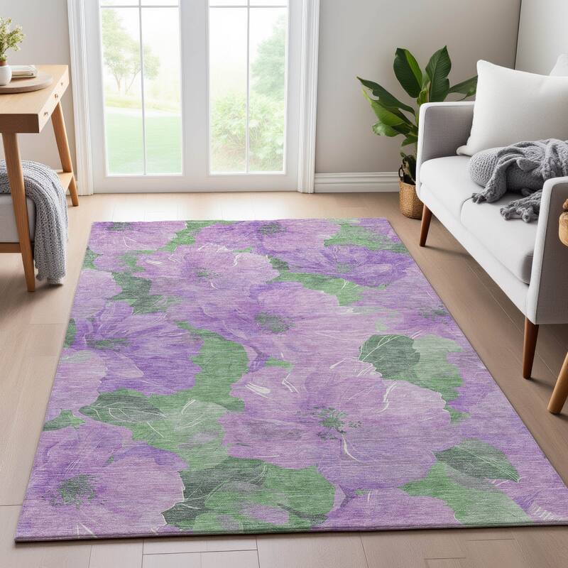 Premium Washable Super Soft Contemporary Floral Mayfield Rug