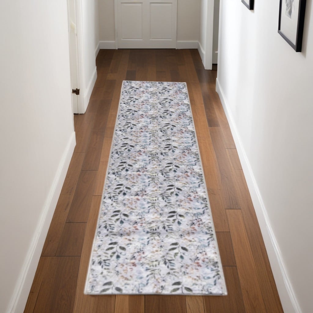 Nudaz Power Loomed Floral Traditional Non Skid Low Pile Area Rug By HomeRoots - 96' X '26' X '0.25
