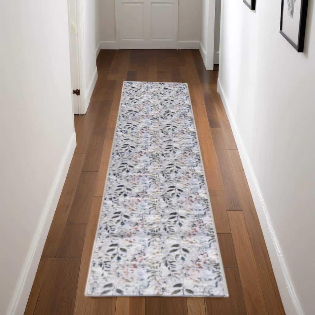 Nude Power Loomed Floral Traditional Non Skid Low Pile Area Rug By HomeRoots - 96' X '26' X '0.25