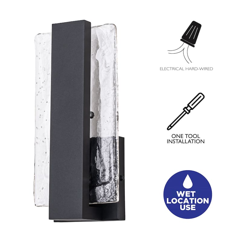 C Cattleya Matte Black LED Indoor Wall Sconce Vanity Light with Water Glass