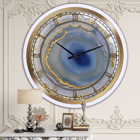 Silver Orchid Arbuckle 'Golden Water Agate' Oversized Fashion Wall Clock