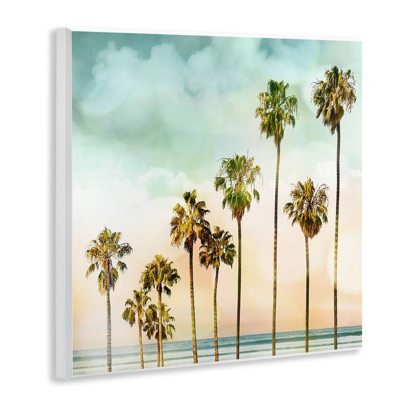 Stupell Tropical Beach Palm Trees Blue Green Sky Wood Wall Art, 12 x 12