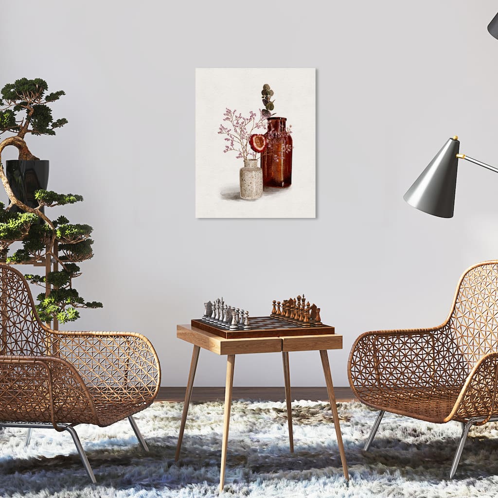 Wynwood Studio Canvas Floral and Botanical Contemporary Floral Vase Brown and Modern & Contemporary Wall Art Canvas Print