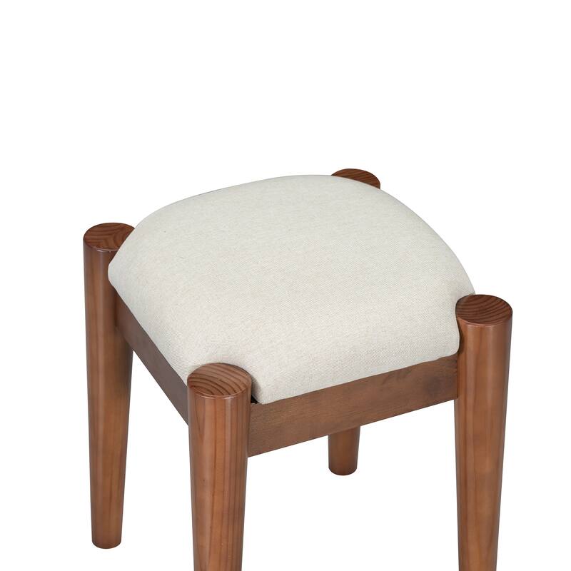 2-Piece Makeup Vanity Set with Upholstered Stool, Makeup Vanity Dressing Table with Power Outlet & USB Port (No Mirrors)