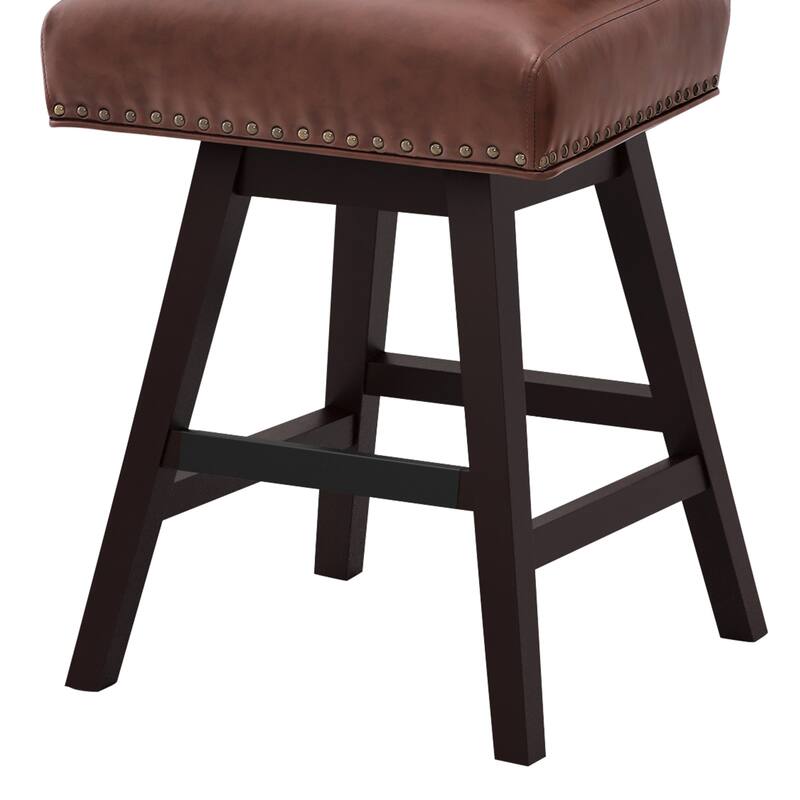 Modern 26.in Swivel Bar Stool Armless Counter Height Stool with Wooden Legs for Kitchen Island