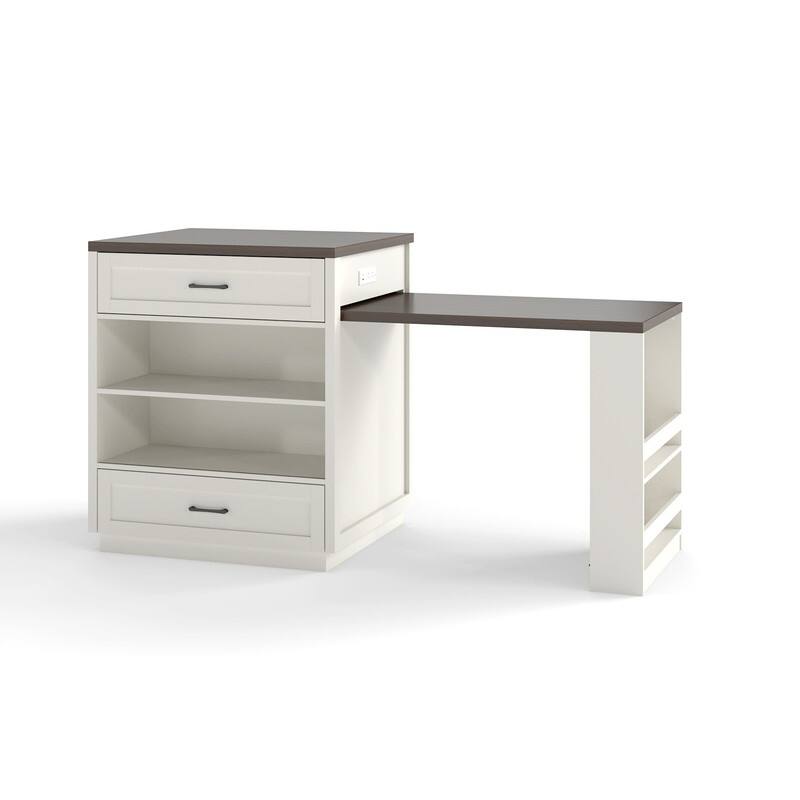 Extendable Kitchen Island with Slide Out Table and Double-Sided Storage for Home and Dining Use