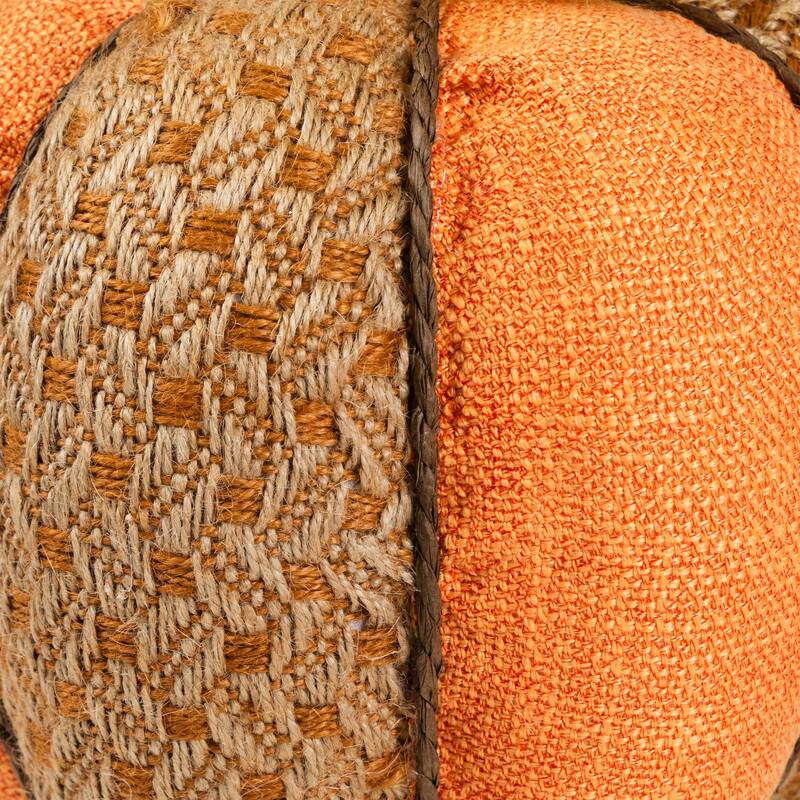 Woven Jute and Burlap Fall Harvest Pumpkin with Pinecone - 8.5" - Orange and Brown