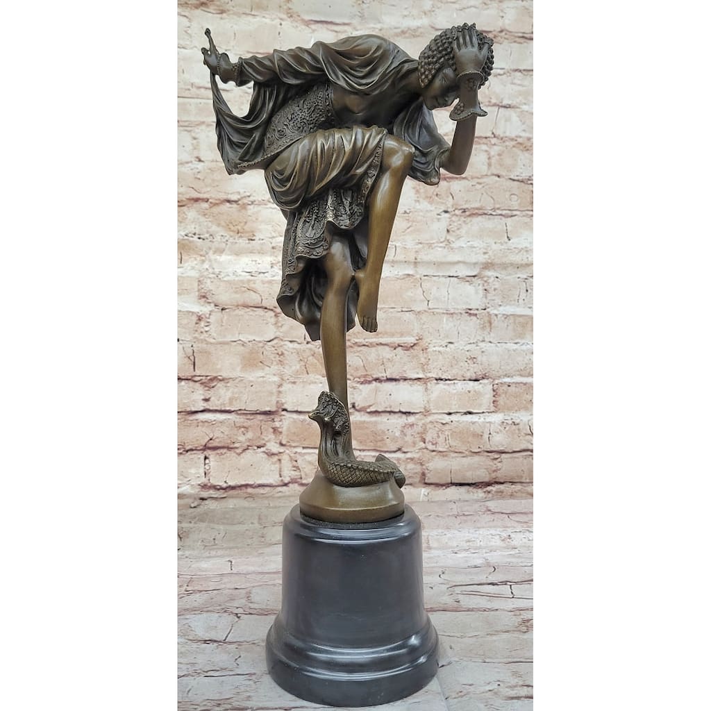 Ankara Imitative Snake Dancer Art Deco Nouveau Bronze Sculpture Signed J.R. Colinet